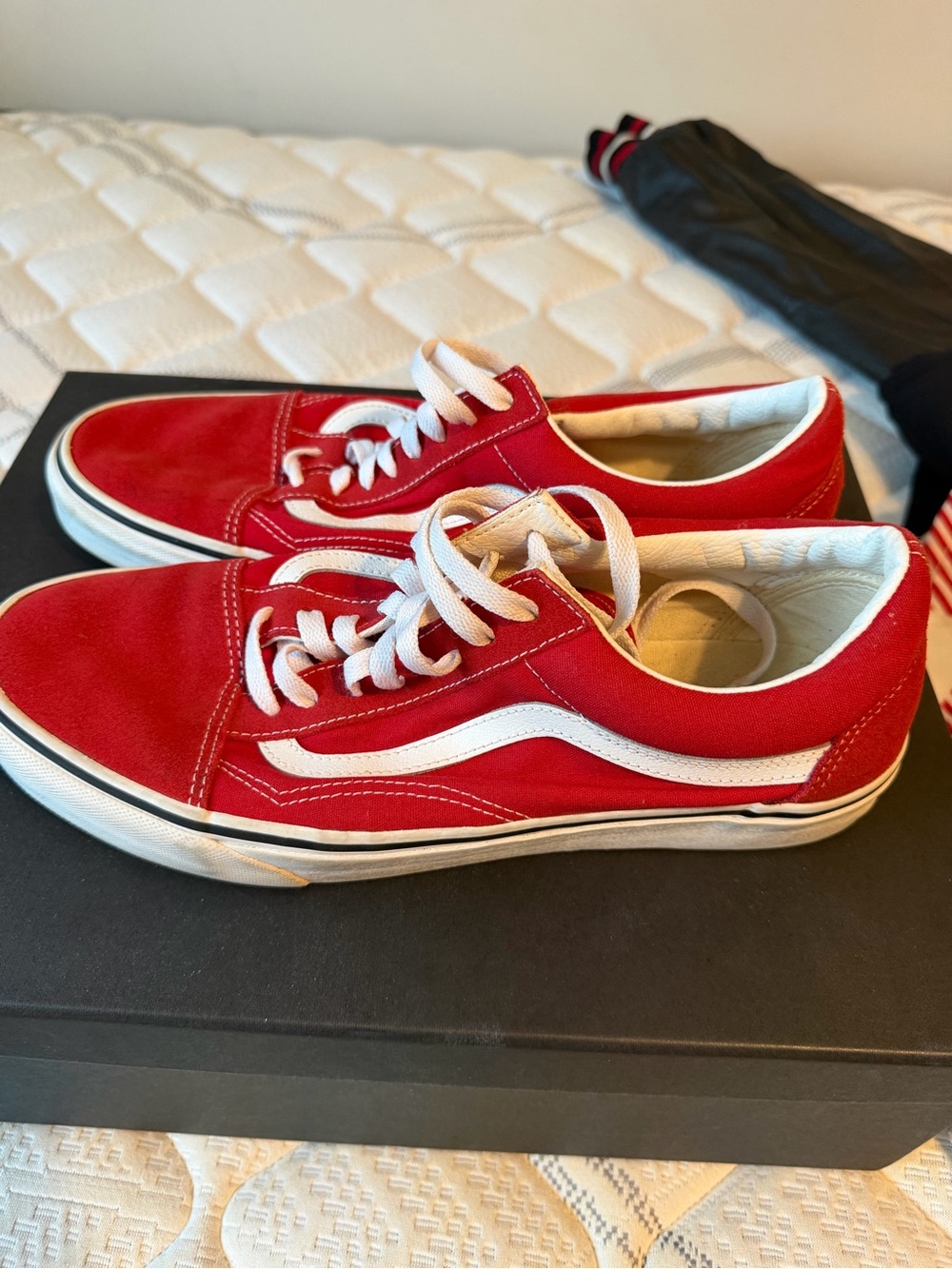 Vans Red & White Low-Top Skate Sneakers